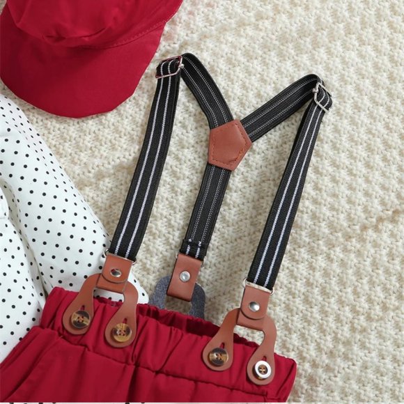 Elmo Outfit Boy Smash Cake Birthday Clothes Sesame Street Suspenders Hat - Picture 4 of 7